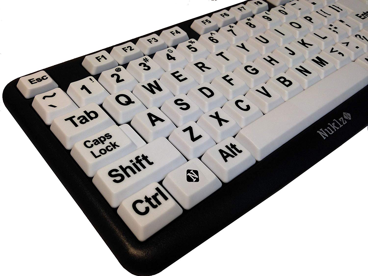 Nuklz N Large Print Computer Keyboard with White Keys & Black Letters ...