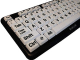 Nuklz N Large Print Computer Keyboard with White Keys & Black Letters for Visually Impaired